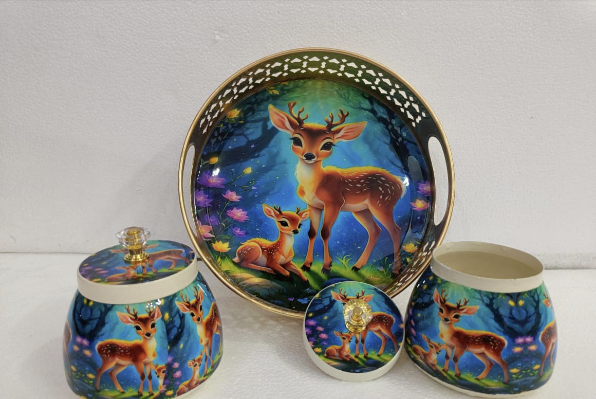 trolley basket with antique storage jar