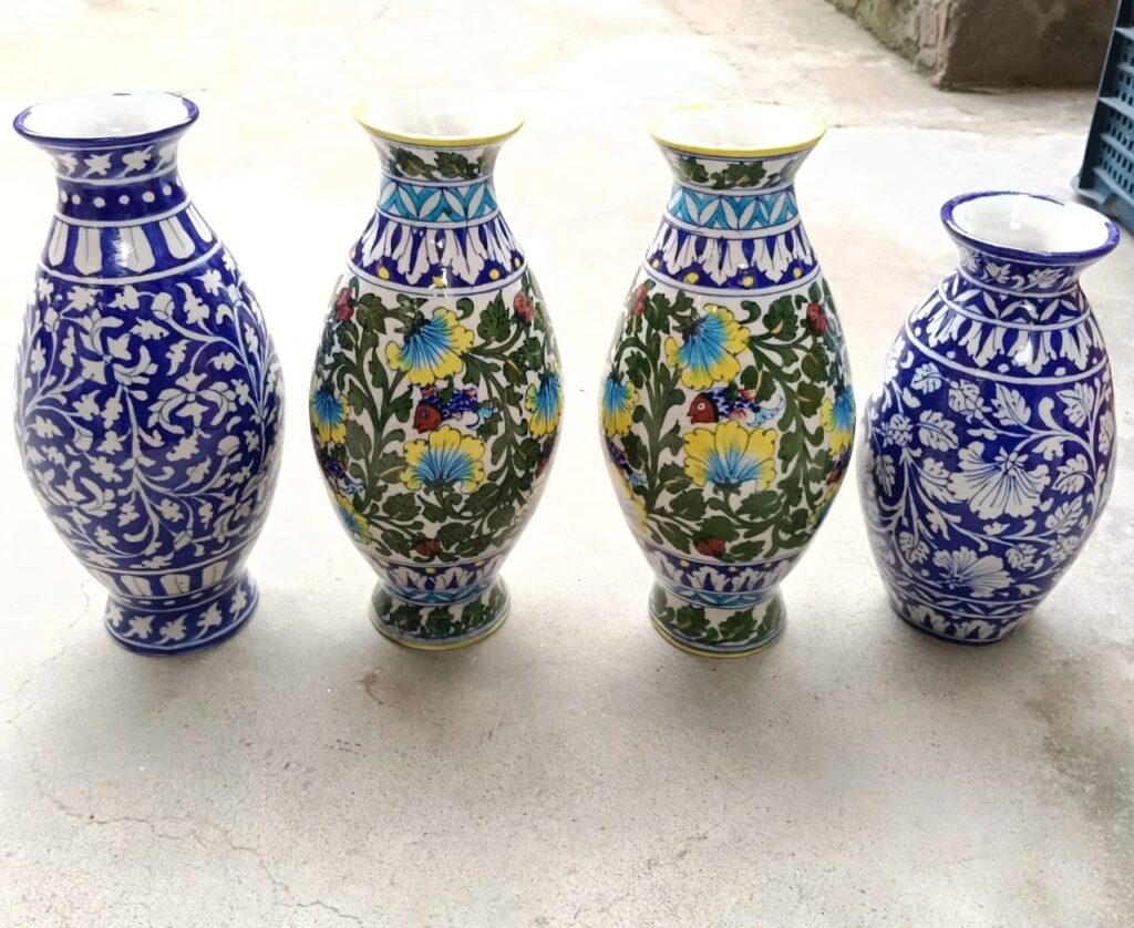 boho blue pottery pot/ vase